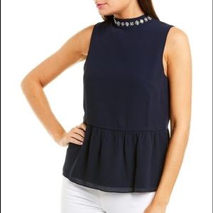 NWT J Crew Jewel-Embroidered Sleeveless Peplum Top